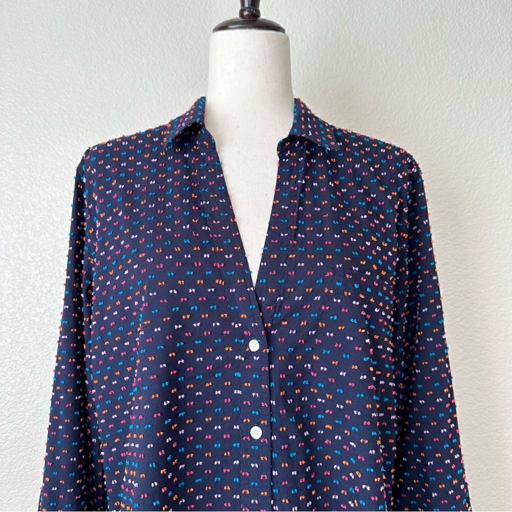 Gap Navy Blue Split Dot Button Down Women’s Perfe… - image 2